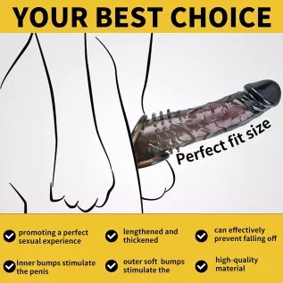 New Super Thick Clear Penis Sleeve,Dovelo Reusable Penis Sleeve Extender Realistic Textured Cock Extender Sheath for Men Cock Co