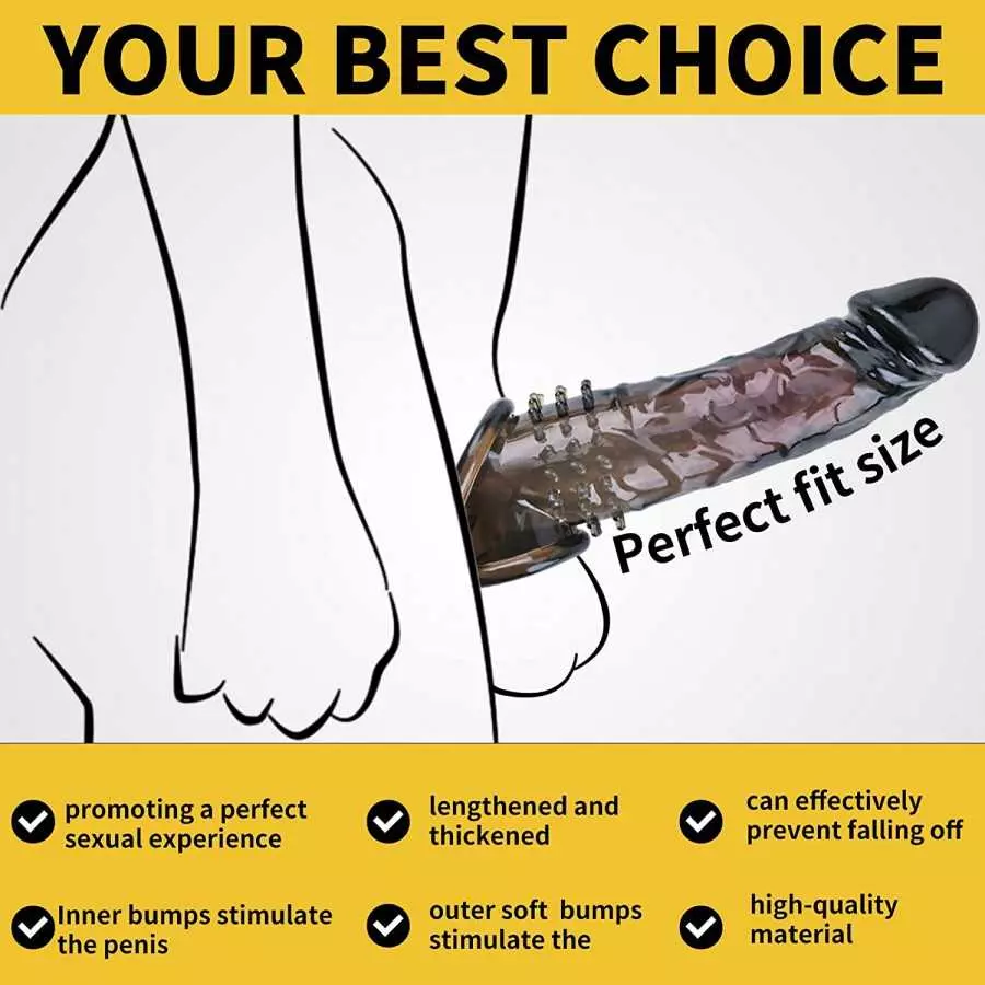 New Super Thick Clear Penis Sleeve,Dovelo Reusable Penis Sleeve Extender Realistic Textured Cock Extender Sheath for Men Cock Co