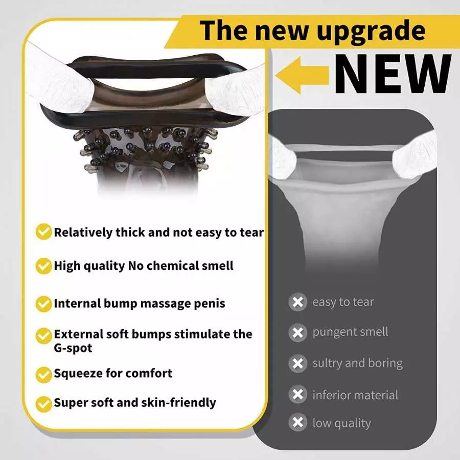 New Super Thick Clear Penis Sleeve,Dovelo Reusable Penis Sleeve Extender Realistic Textured Cock Extender Sheath for Men Cock Co