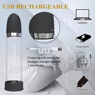 Electric Penis Vacuum Pump, Ussato Rechargeable Automatic High-Vacuum Penis Enlargement Extend Pump with 5 Suction Intensities, Electric Penis Vacuum Pump, Ussato Rechargeable Automatic High-Vacuum Penis Enlargement Extend Pump with 5 Suction Intensities,