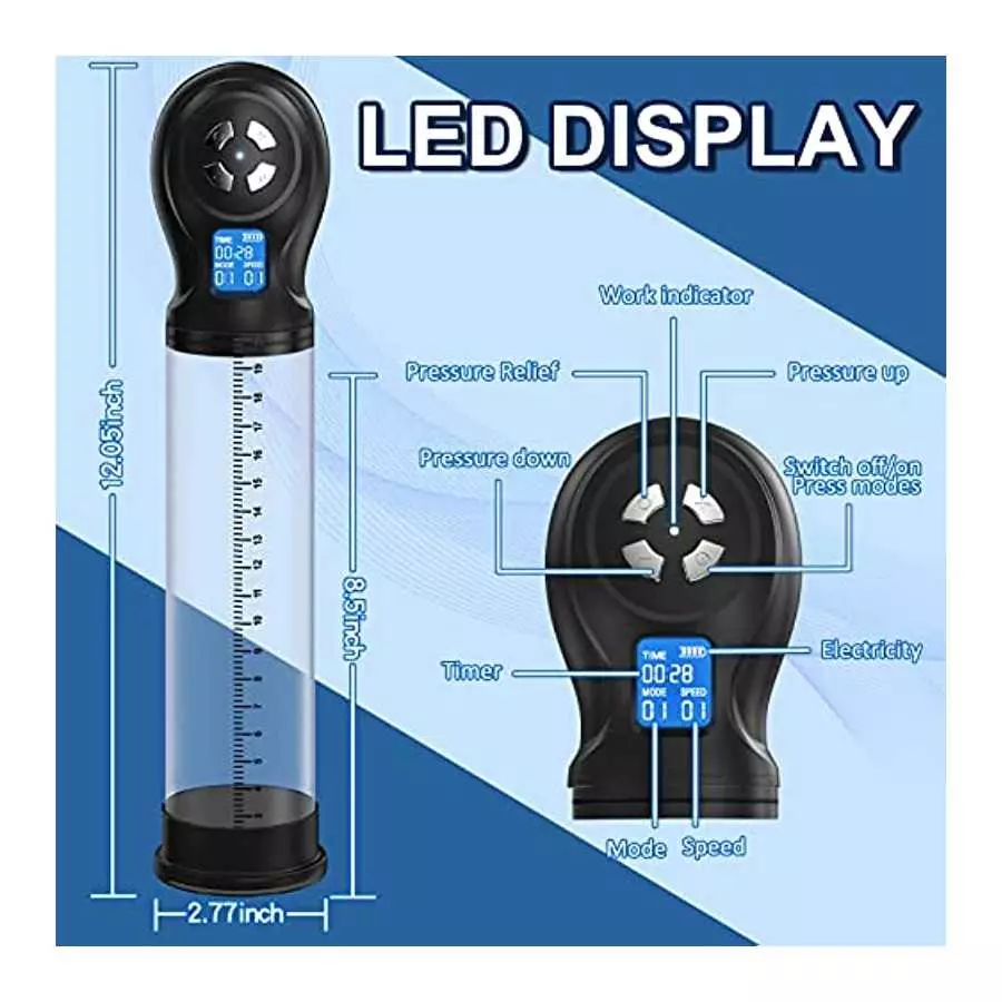 Penis Pump Male Masturbators with 6 Suction Intensities and Suction Modes, Electric Penis Vacuum Pump Sex Toys for Men, Male Pen