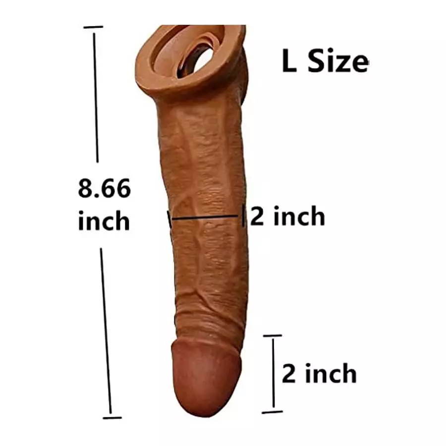 New Soft Big Realistic Sleeve Extender Sheath for Men Male Enhancement Extension Sleeve Brown ZR91126