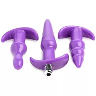 4 Piece Vibrating Anal Plug Set- Purple