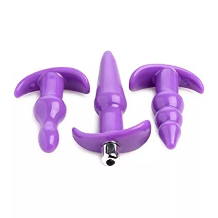 4 Piece Vibrating Anal Plug Set- Purple