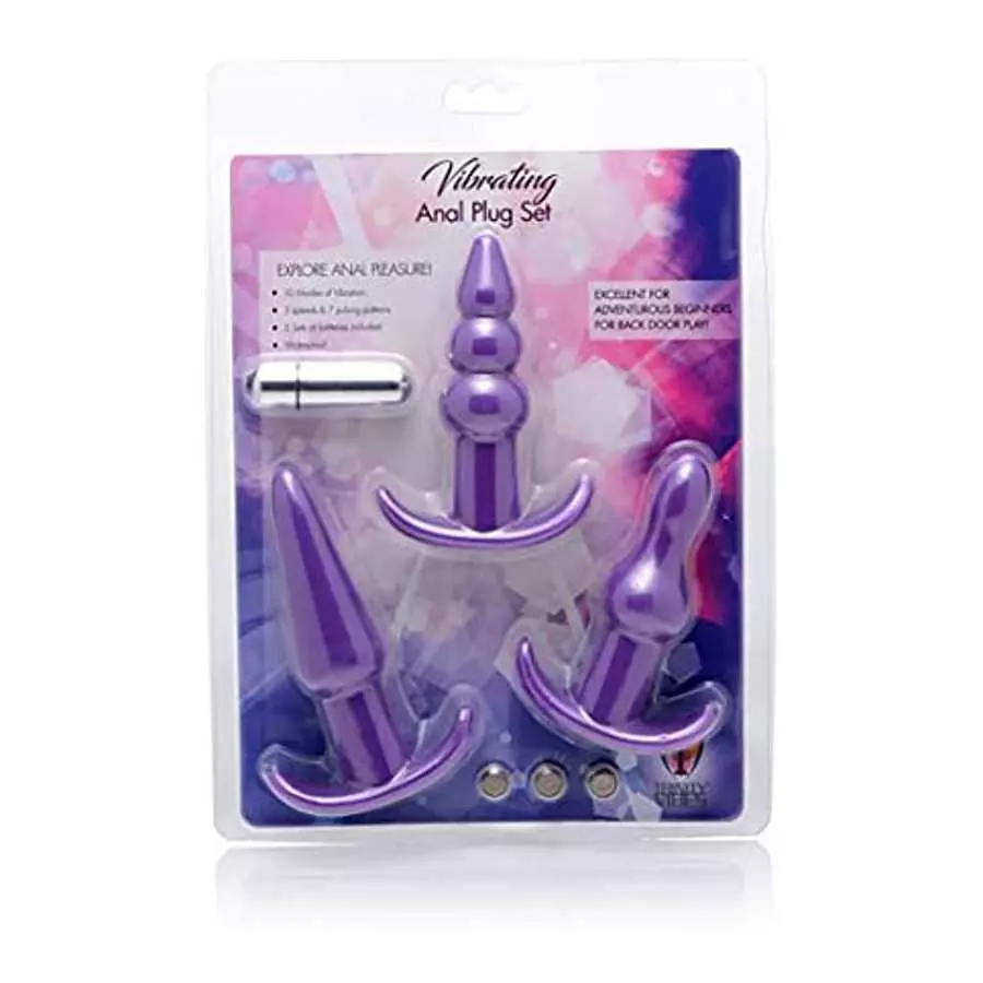 4 Piece Vibrating Anal Plug Set- Purple