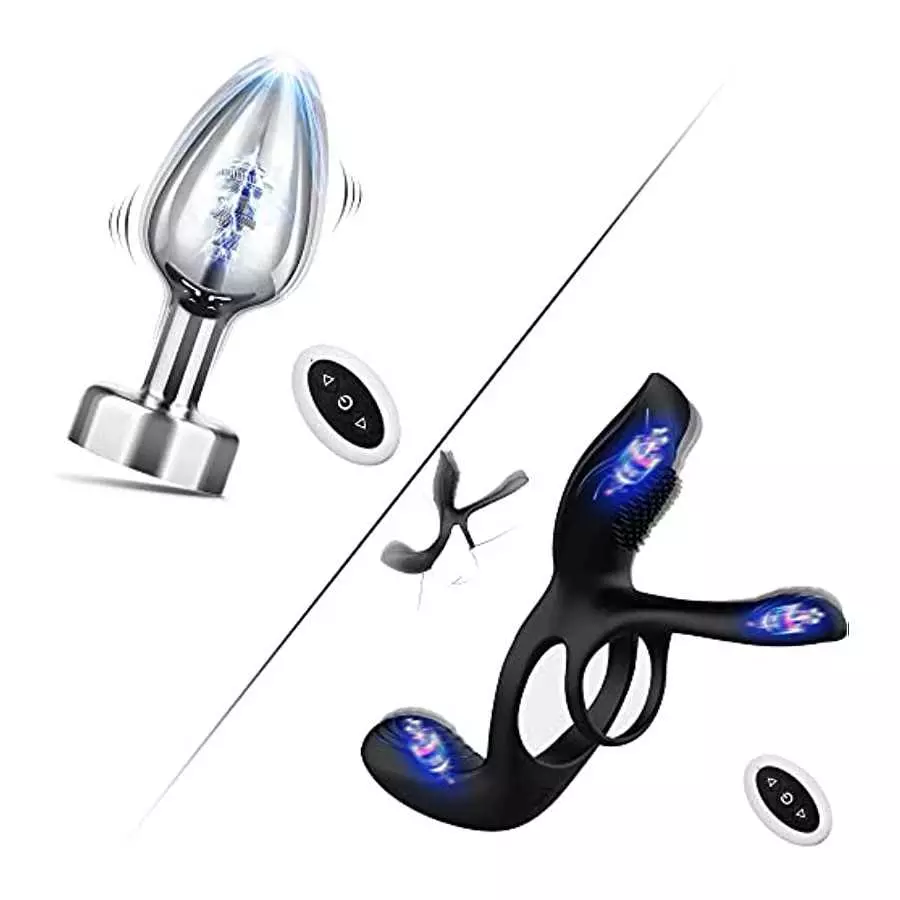 Vibrating Anal Plug with 7 Vibration Modes Prostate Massagers Sex Toys & 3 in 1 Vibrating Cock Ring with 10 Modes for Couples Cl Vibrating Anal Plug with 7 Vibration Modes Prostate Massagers Sex Toys & 3 in 1 Vibrating Cock Ring with 10 Modes for Couples Cl