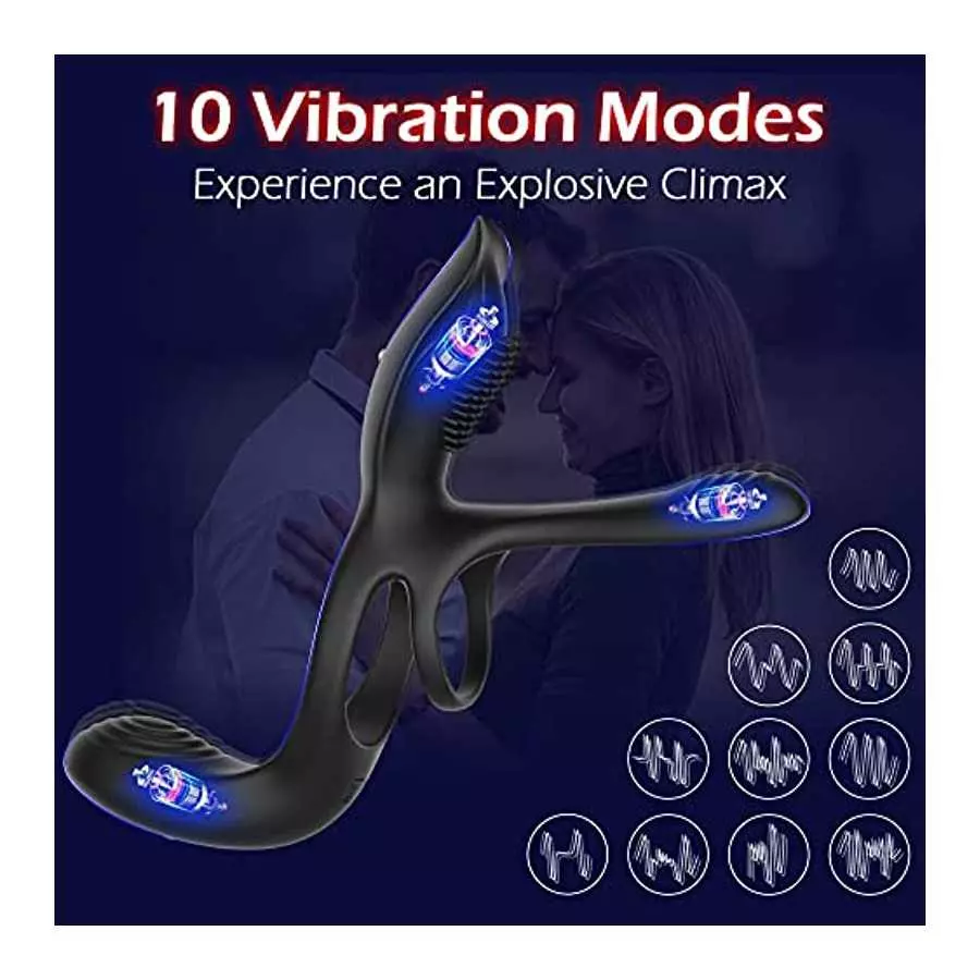 Vibrating Anal Plug with 7 Vibration Modes Prostate Massagers Sex Toys & 3 in 1 Vibrating Cock Ring with 10 Modes for Couples Cl