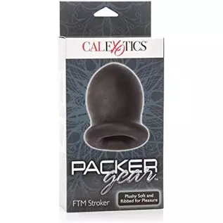 CalExotics Packer Gear FTM Stroker - Male Silicone Masturbation Sleeve - 2 Inch Adult Male Masturbator Sex Toy - Black