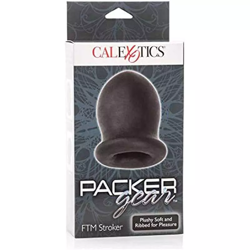 CalExotics Packer Gear FTM Stroker - Male Silicone Masturbation Sleeve - 2 Inch Adult Male Masturbator Sex Toy - Black