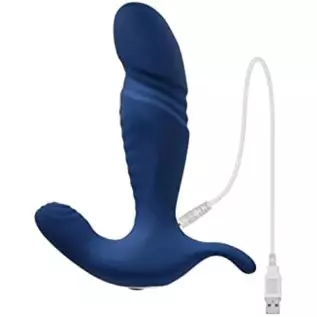 Gender X - True Blue - 10 Vibrating Speeds & Functions Rechargeable Silicone Thrusting Anal Vibrator - Blue
