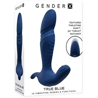 Gender X - True Blue - 10 Vibrating Speeds & Functions Rechargeable Silicone Thrusting Anal Vibrator - Blue