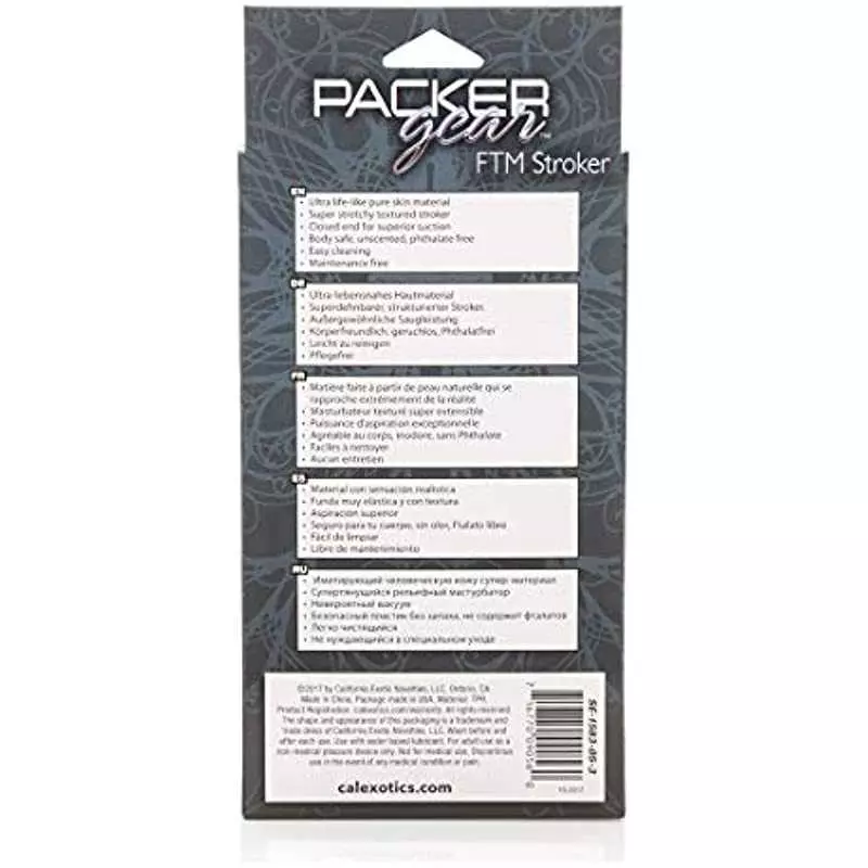 CalExotics Packer Gear FTM Stroker - Male Silicone Masturbation Sleeve - 2 Inch Adult Male Masturbator Sex Toy - Black