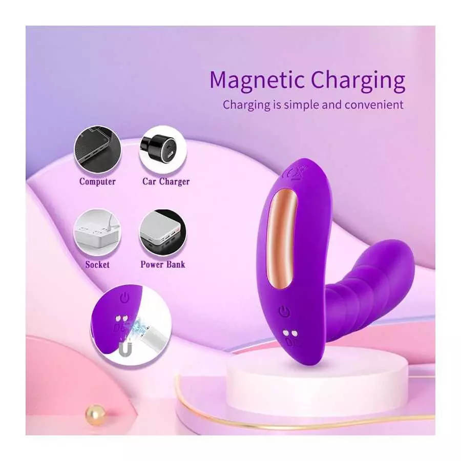 Uff Smart Wearable Panty Vibrator APP Control Clitoral Stimulator with 7 Vibrating 3 Pulsating - Thrusting Modes G Spot Stimulat