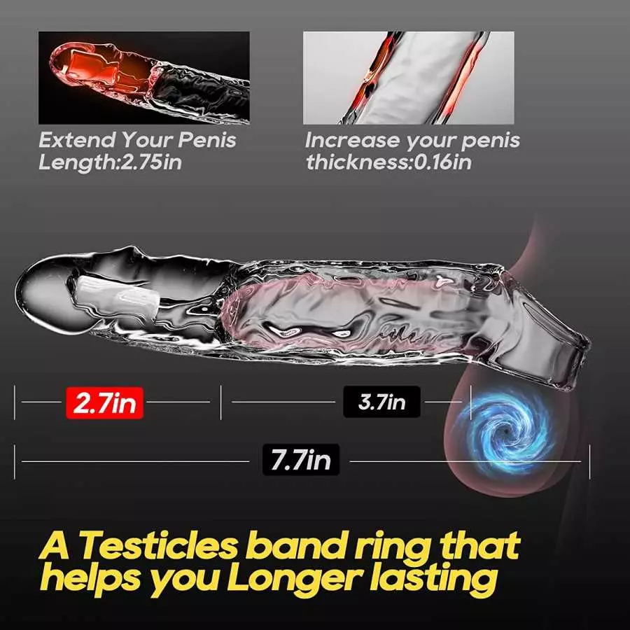 Soulow Penis Sleeve - 10 Modes Penis Sleeve with Cock Ring - Super Soft Remote Control Penis Enlarger for Couples Vibrating Dild