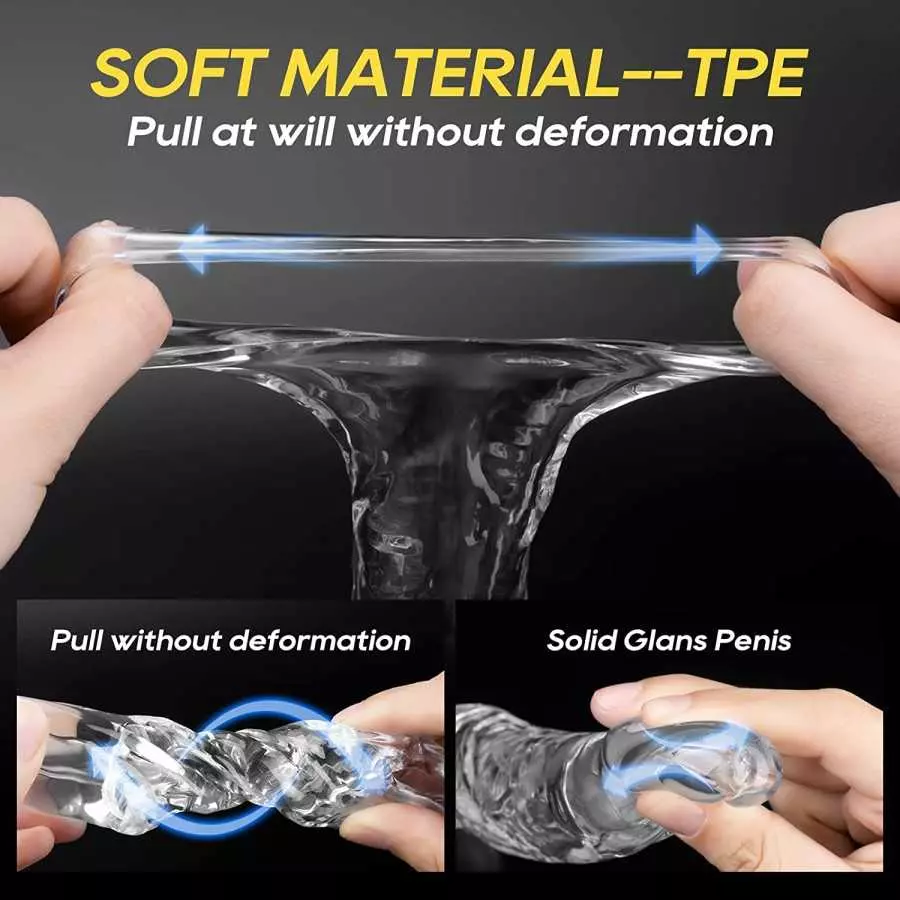 Soulow Penis Sleeve - 10 Modes Penis Sleeve with Cock Ring - Super Soft Remote Control Penis Enlarger for Couples Vibrating Dild