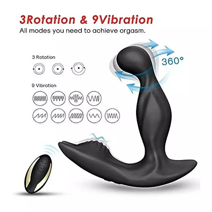 Proo SSTATE 360° Rotating Anal Vibrator Prostate Massager, 9 Massage Modes and 3 Rotating Patterns Anal Butt
