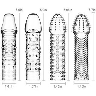 FST 4 Pcs Silicone Penis Sleeves Reusable Condoms Cock Enlarger Penis Extender Prolong Erection Sex Toy for Men