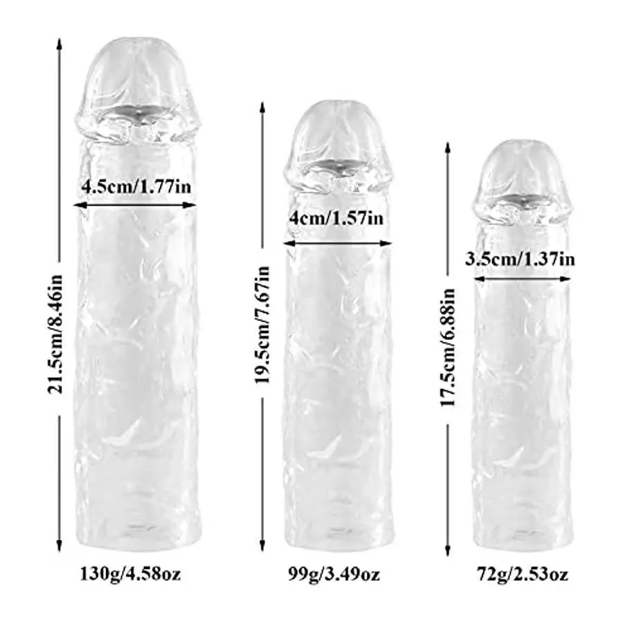 Stretchy Penis Sleeve Extender, 3 Pieces Ultra-Soft Realistic Textured Cock Extender,Penis Enlarger for Delay Ejaculation, Men &