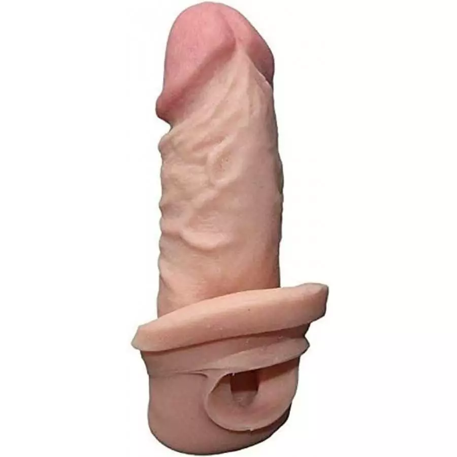 New Soft Reuse Realistic Sleeve Extender Sheath for Men Male Enhancement Extension Sleeve Black A581681 (Flesh-Colored/RR)