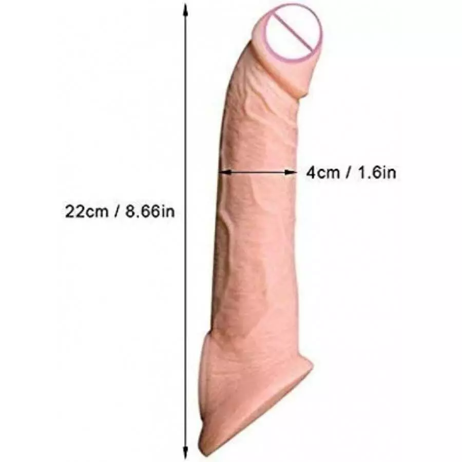 New Soft Reuse Realistic Sleeve Extender Sheath for Men Male Enhancement Extension Sleeve Black A581681 (Flesh-Colored/RR)
