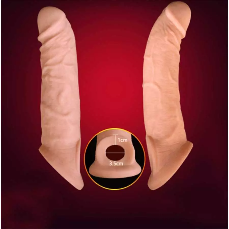 New Soft Reuse Realistic Sleeve Extender Sheath for Men Male Enhancement Extension Sleeve Black A581681 (Flesh-Colored/RR)