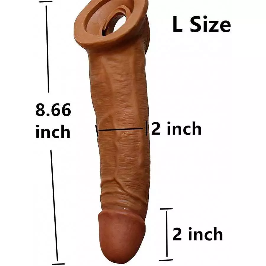 New Soft Reuse Realistic Sleeve Extender Sheath for Men Male Enhancement Extension Sleeve Black A581681 (Flesh-Colored/RR)