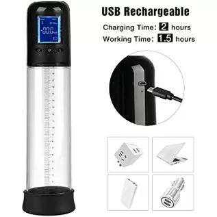 Electric Penis Vacuum Pump, Eupher Penis Enlargement Pump with 6 Suction, Penis Massager with Pocket Pussy Sleeve for Male Mastu