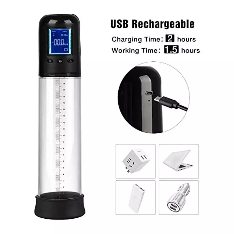 Electric Penis Vacuum Pump, Eupher Penis Enlargement Pump with 6 Suction, Penis Massager with Pocket Pussy Sleeve for Male Mastu