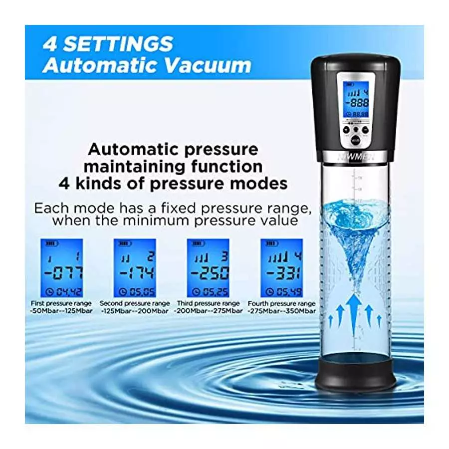Electric Penis Vacuum Pump with 4 Suction Intensities, Automatic High-Vacuum Rechargeable Male Penis Enlargement Extend Pump Enh