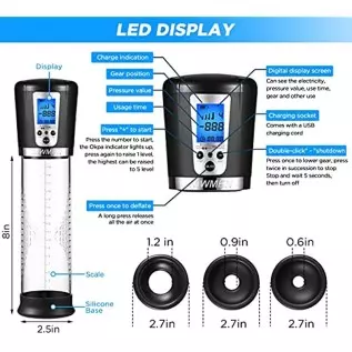 Electric Penis Vacuum Pump with 4 Suction Intensities, Automatic High-Vacuum Rechargeable Male Penis Enlargement Extend Pump Enh