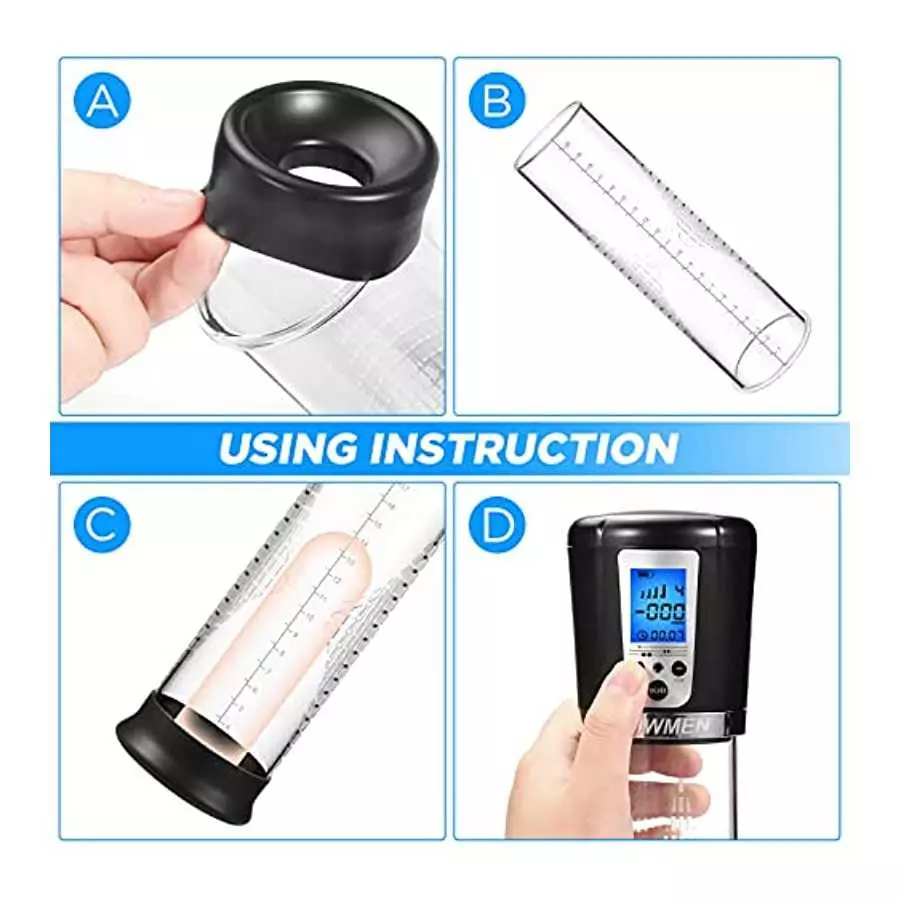 Electric Penis Vacuum Pump with 4 Suction Intensities, Automatic High-Vacuum Rechargeable Male Penis Enlargement Extend Pump Enh