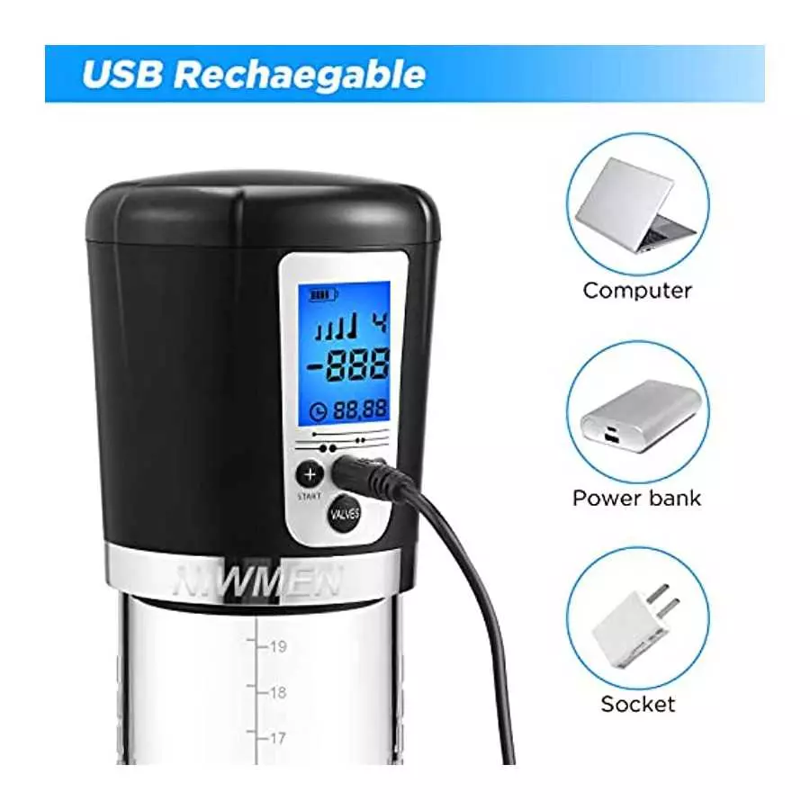 Electric Penis Vacuum Pump with 4 Suction Intensities, Automatic High-Vacuum Rechargeable Male Penis Enlargement Extend Pump Enh