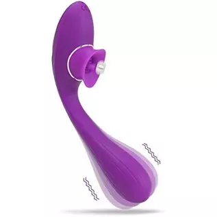 Bendable Clitoralis Stimulator Vibrators for Women, 2 in 1 Licking & Vibrating Rechargeable Dildo Vibrator with 10 Modes, Clit L