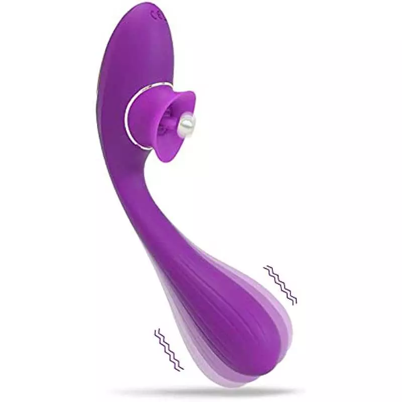 Bendable Clitoralis Stimulator Vibrators for Women, 2 in 1 Licking & Vibrating Rechargeable Dildo Vibrator with 10 Modes, Clit L