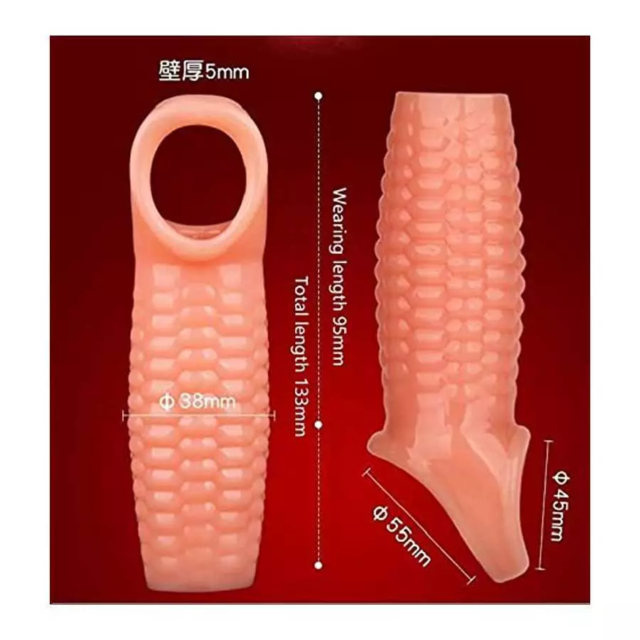 New 1225 Stretchy SleevesAdds Girth and Support Night Longer Lasting Time Size Sleeve with Ribbed Texture Y (Flesh)