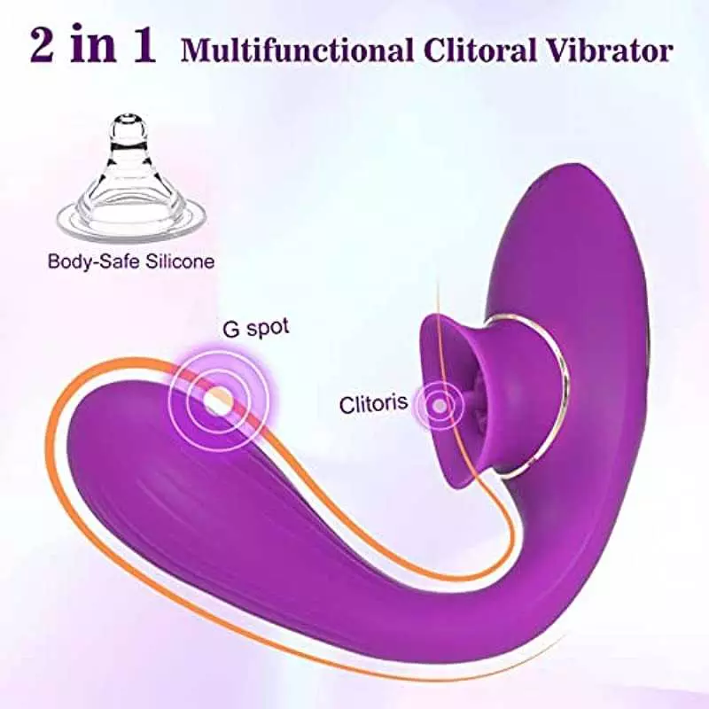 Bendable Clitoralis Stimulator Vibrators for Women, 2 in 1 Licking & Vibrating Rechargeable Dildo Vibrator with 10 Modes, Clit L