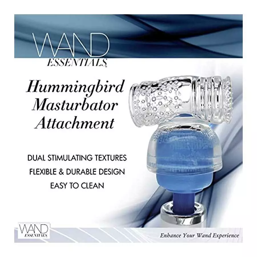 Wand Essentials Hummingbird Masturbator Attachment, Vibrating Massager Attachments for Men and Women, Dual Sided Textured Sensor