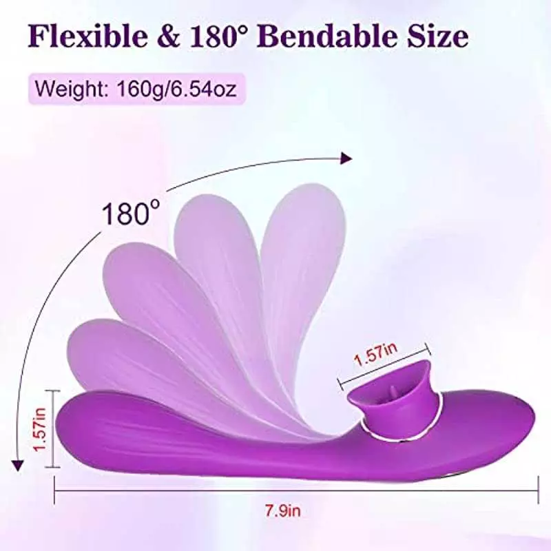 Bendable Clitoralis Stimulator Vibrators for Women, 2 in 1 Licking & Vibrating Rechargeable Dildo Vibrator with 10 Modes, Clit L