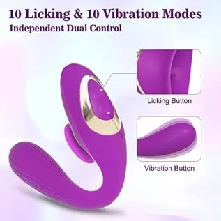 Bendable Clitoralis Stimulator Vibrators for Women, 2 in 1 Licking & Vibrating Rechargeable Dildo Vibrator with 10 Modes, Clit L