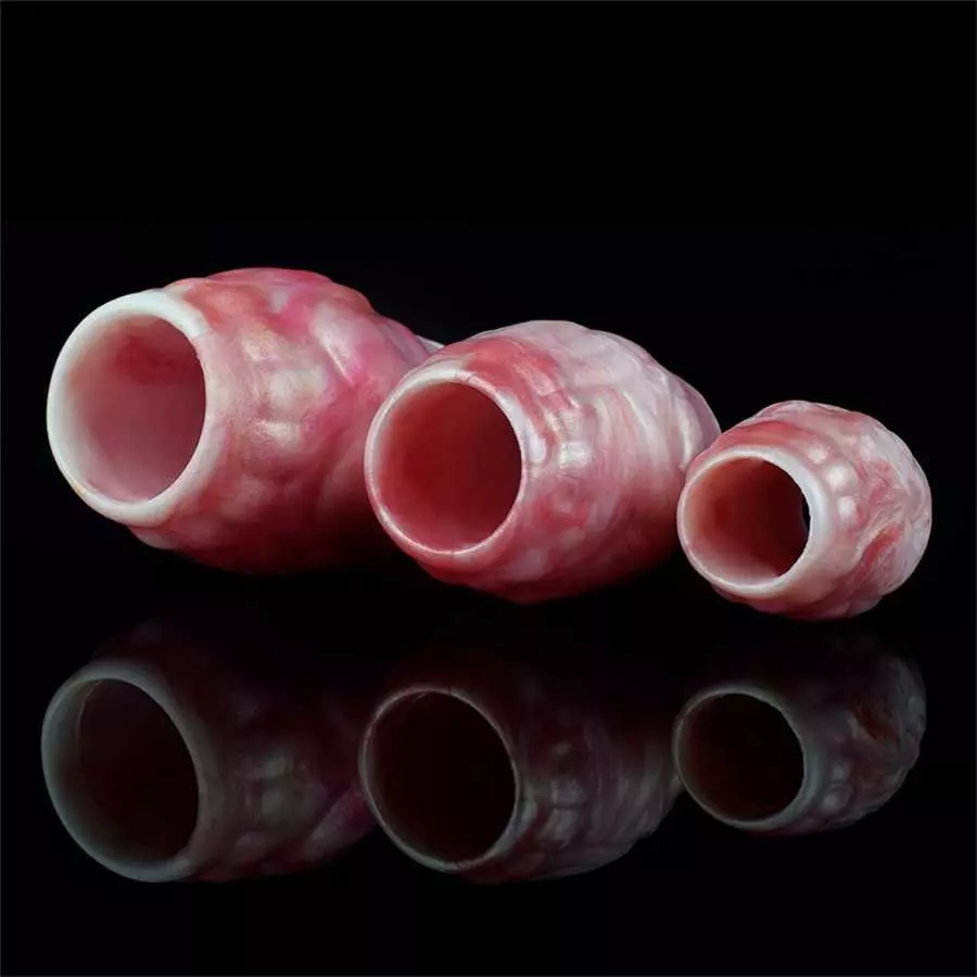 Hollow Male Penis Sleeve Silicone Penis Enlarger Sleeves Men Sex Toy, Small Penis Sheath with Knot for Male Adult Toys, 3 Differ