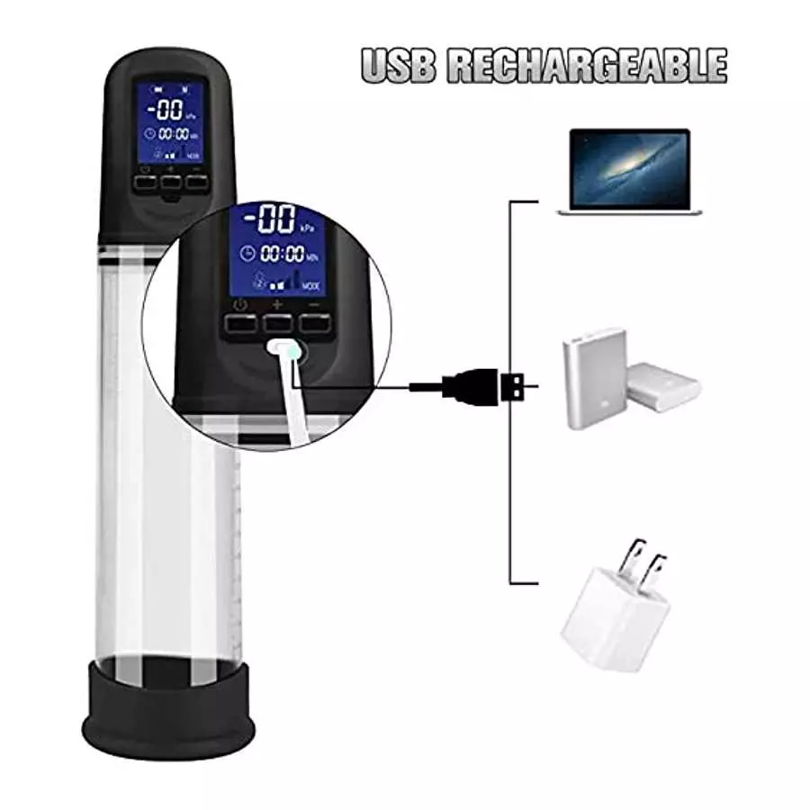 Electric Vacuum Vibrating Penis Pump with Pocket Pussy, 6 Suction & 9 Vibration Intensities, Penispumps for Men Enlargement Exte