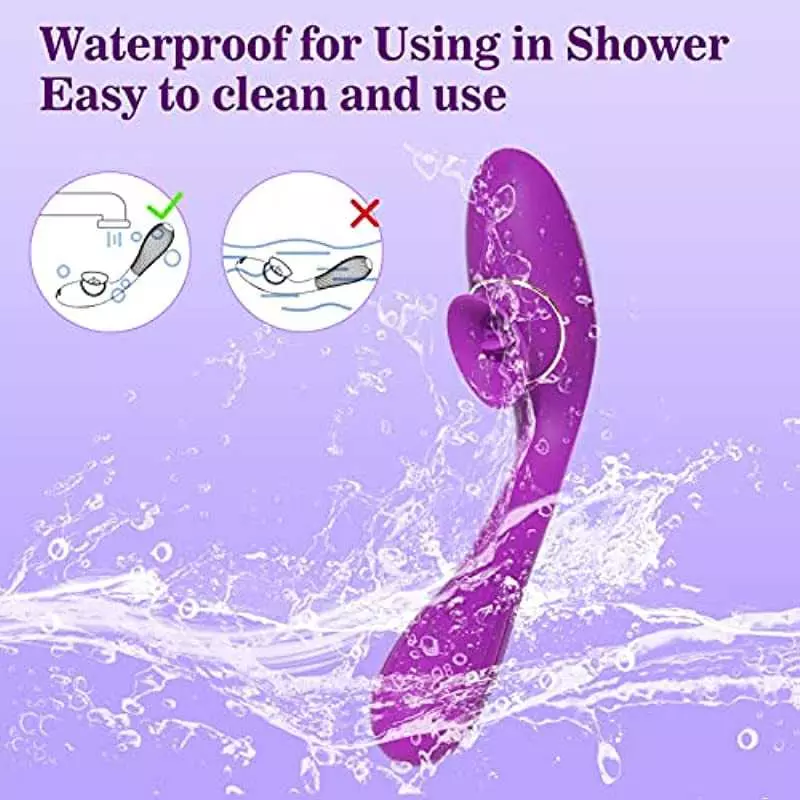 Bendable Clitoralis Stimulator Vibrators for Women, 2 in 1 Licking & Vibrating Rechargeable Dildo Vibrator with 10 Modes, Clit L