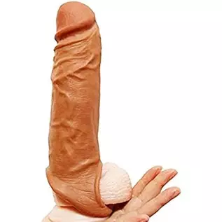 -20232New Reusable Sleeve Length for Male Extender Expander Extender Enhancer Ball Stretch SleeveFlesh Coloured 6.5inK3