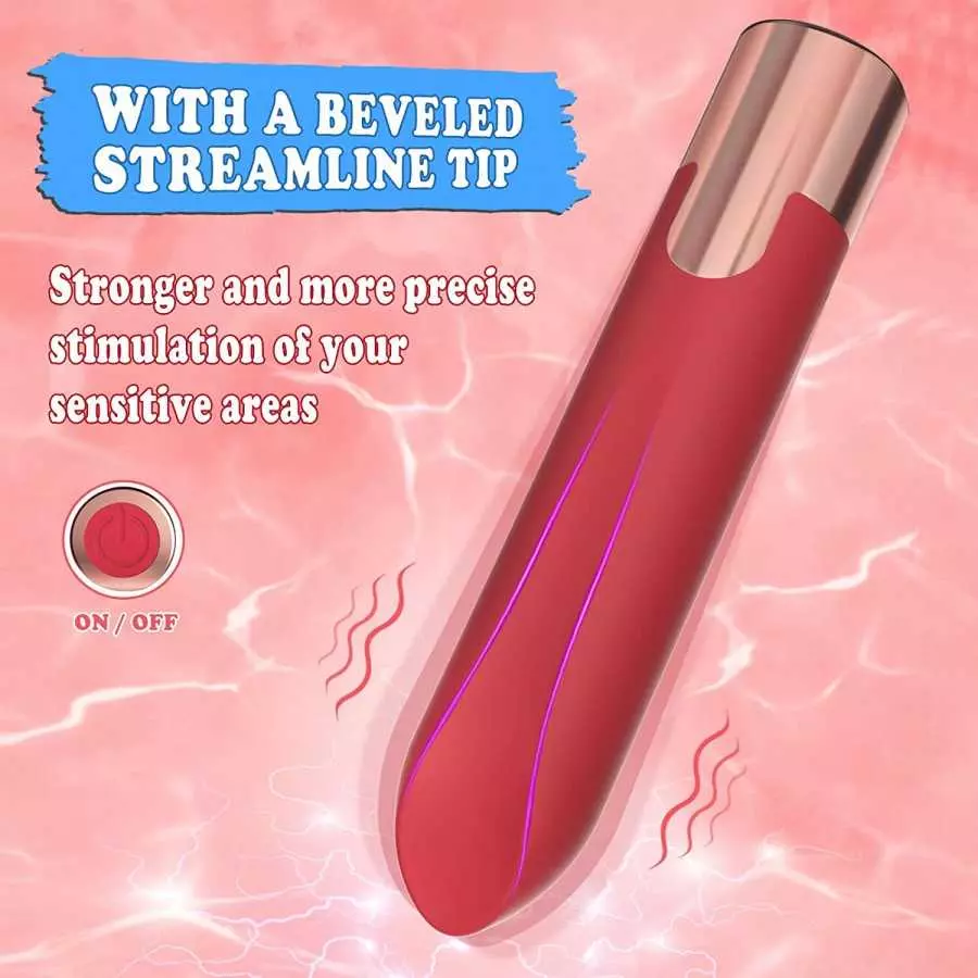 Acvioo Bullet Vibrator with Lipstick Shape for Clitoral Nipple Testis Stimulator, Mini G spot Silicone Massager with 10 Vibratio