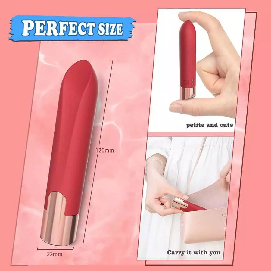 Acvioo Bullet Vibrator with Lipstick Shape for Clitoral Nipple Testis Stimulator, Mini G spot Silicone Massager with 10 Vibratio