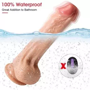 Thrusting Dildo Vibrator Sex Toy for Women, Realistic Vibrating Dildo w/5 Thrusts & 8 Vibrations, Strong Suction Cup Silicone Di