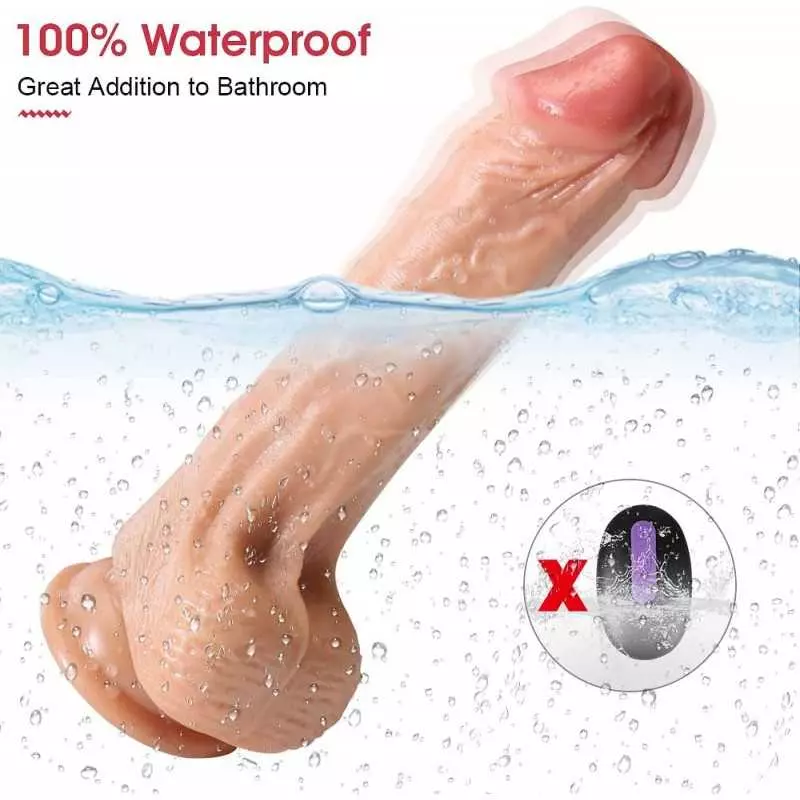 Thrusting Dildo Vibrator Sex Toy for Women, Realistic Vibrating Dildo w/5 Thrusts & 8 Vibrations, Strong Suction Cup Silicone Di